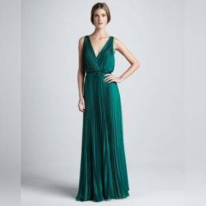 Halston Heritage Pleated Emerald Dress (Size 4)